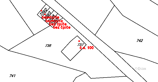 Smržovka 100 na parcele st. 737 v KÚ Smržovka, Katastrální mapa