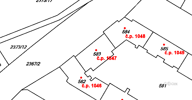 Trnovany 1047, Teplice na parcele st. 583 v KÚ Teplice-Trnovany, Katastrální mapa