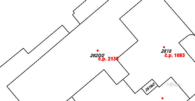 Frýdek 2135, Frýdek-Místek na parcele st. 2820/2 v KÚ Frýdek, Katastrální mapa
