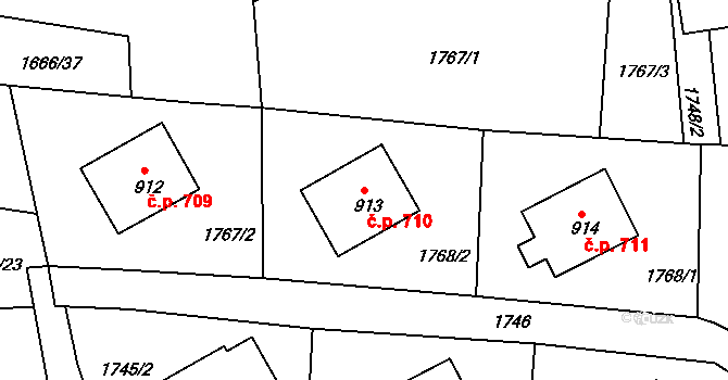 Česká Kamenice 710 na parcele st. 913 v KÚ Česká Kamenice, Katastrální mapa