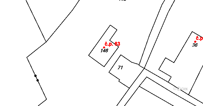 Hoření Vinice 63, Kly na parcele st. 146 v KÚ Záboří u Kel, Katastrální mapa
