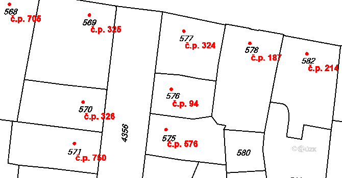 Žižkov 94, Praha na parcele st. 576 v KÚ Žižkov, Katastrální mapa