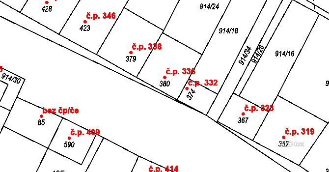 Krumvíř 336 na parcele st. 380 v KÚ Krumvíř, Katastrální mapa