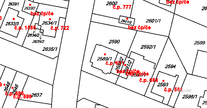 Bolevec 511, Plzeň na parcele st. 2589/1 v KÚ Bolevec, Katastrální mapa