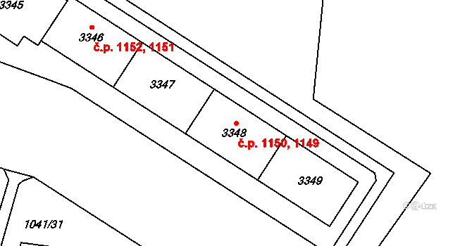 Bolevec 1149,1150, Plzeň na parcele st. 3348 v KÚ Bolevec, Katastrální mapa