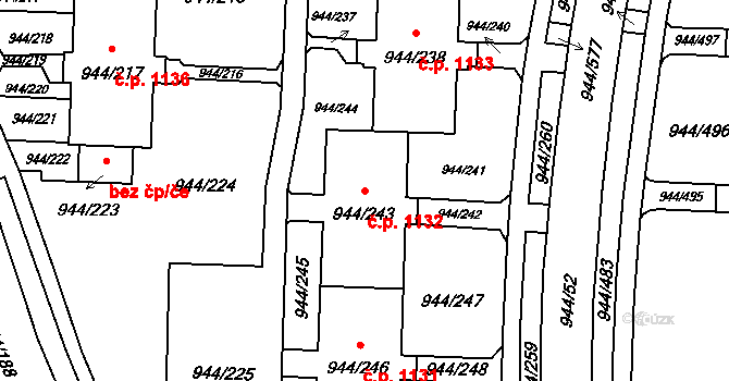 Šumbark 1132, Havířov na parcele st. 944/243 v KÚ Šumbark, Katastrální mapa
