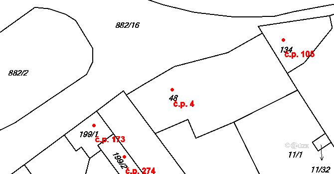 Předměřice nad Jizerou 4 na parcele st. 48 v KÚ Předměřice nad Jizerou, Katastrální mapa