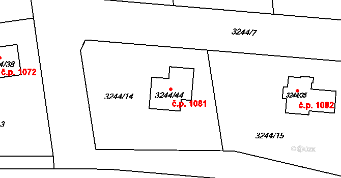 Stonava 1081 na parcele st. 3244/44 v KÚ Stonava, Katastrální mapa