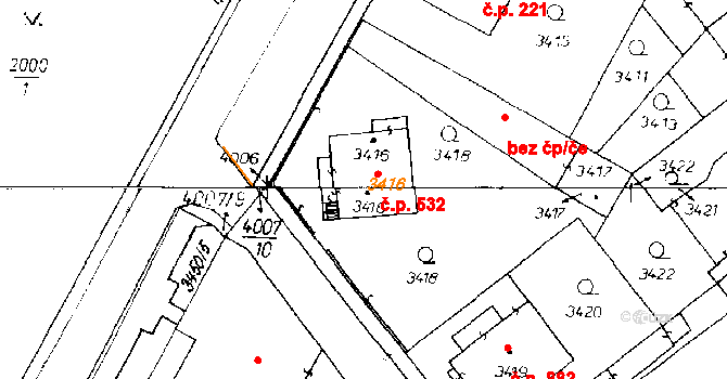 Poděbrady III 532, Poděbrady na parcele st. 3416 v KÚ Poděbrady, Katastrální mapa