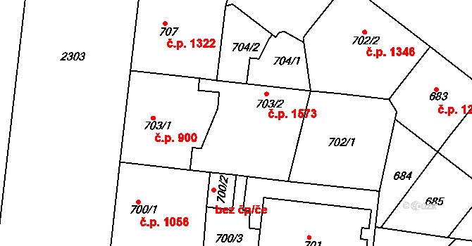 Holešovice 1573, Praha na parcele st. 703/2 v KÚ Holešovice, Katastrální mapa