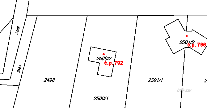 Horní Těrlicko 792, Těrlicko na parcele st. 2500/2 v KÚ Horní Těrlicko, Katastrální mapa