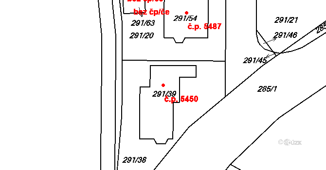 Helenín 5450, Jihlava na parcele st. 291/39 v KÚ Helenín, Katastrální mapa