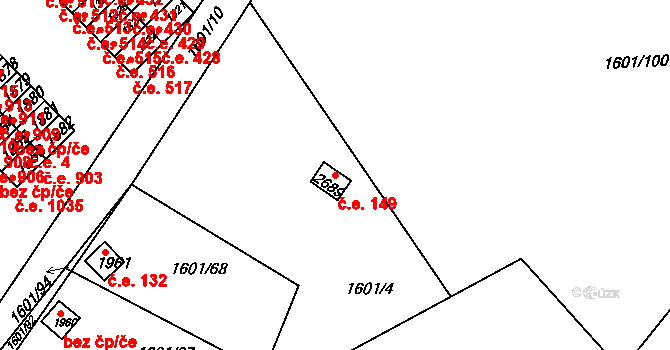 Tišnov 149 na parcele st. 2689 v KÚ Tišnov, Katastrální mapa