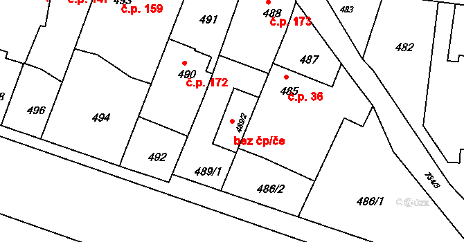 Lípa 38617285 na parcele st. 489/2 v KÚ Lípa nad Dřevnicí, Katastrální mapa