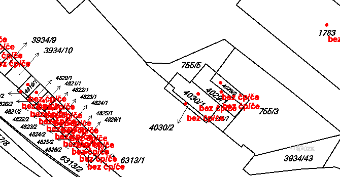Klatovy 42435285 na parcele st. 4030/2 v KÚ Klatovy, Katastrální mapa