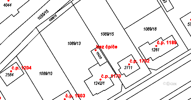 Hranice 44657285 na parcele st. 1242/2 v KÚ Hranice, Katastrální mapa