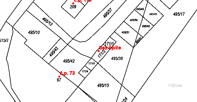 Skalsko 45305285 na parcele st. 171/4 v KÚ Skalsko, Katastrální mapa