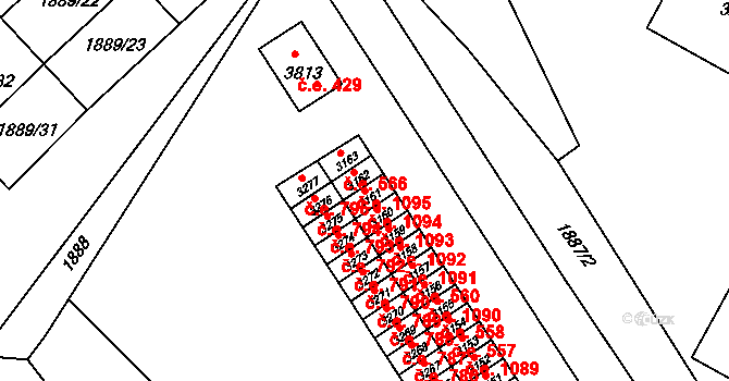 Náchod 1094 na parcele st. 3161 v KÚ Náchod, Katastrální mapa