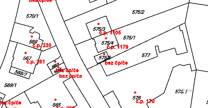 Praha 49315285 na parcele st. 575/5 v KÚ Podolí, Katastrální mapa
