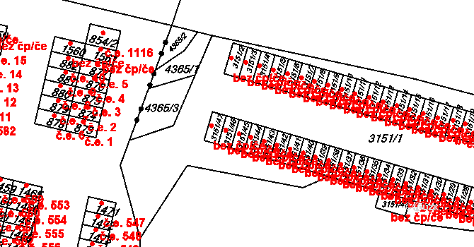 Teplice 50020285 na parcele st. 3151/45 v KÚ Teplice, Katastrální mapa