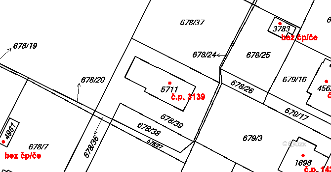 Dvůr Králové nad Labem 3139 na parcele st. 5711 v KÚ Dvůr Králové nad Labem, Katastrální mapa