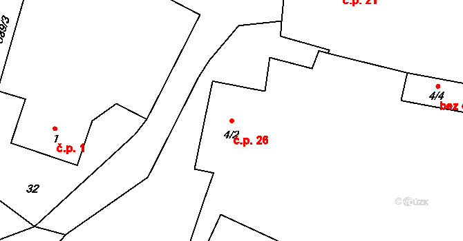 Plíškovice 26, Mirovice na parcele st. 4/2 v KÚ Plíškovice, Katastrální mapa