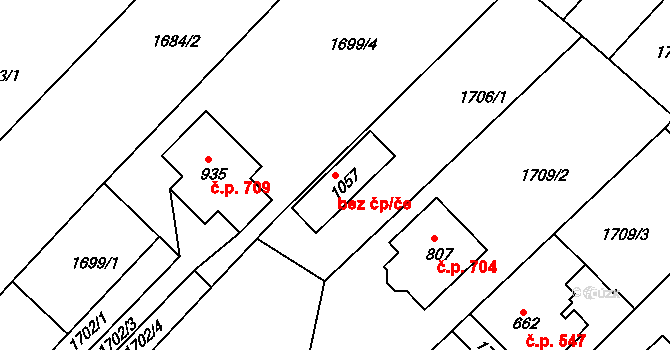 Boršice 62732285 na parcele st. 1057 v KÚ Boršice u Buchlovic, Katastrální mapa