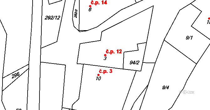 Svinná 12, Horšovský Týn na parcele st. 3 v KÚ Svinná u Štítar, Katastrální mapa