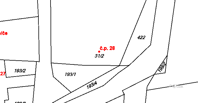 Lovčice 28, Plánice na parcele st. 31/2 v KÚ Lovčice u Klatov, Katastrální mapa