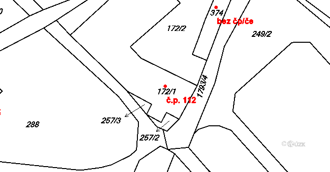 Lobendava 112 na parcele st. 172/1 v KÚ Lobendava, Katastrální mapa