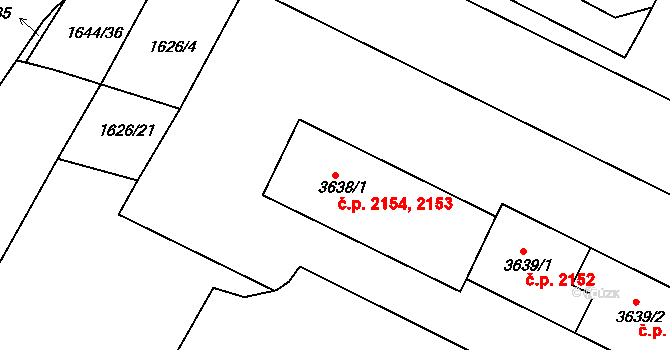 Rakovník II 2153,2154, Rakovník na parcele st. 3638/1 v KÚ Rakovník, Katastrální mapa