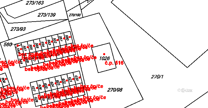 Třemošnice 516 na parcele st. 1026 v KÚ Třemošnice nad Doubravou, Katastrální mapa