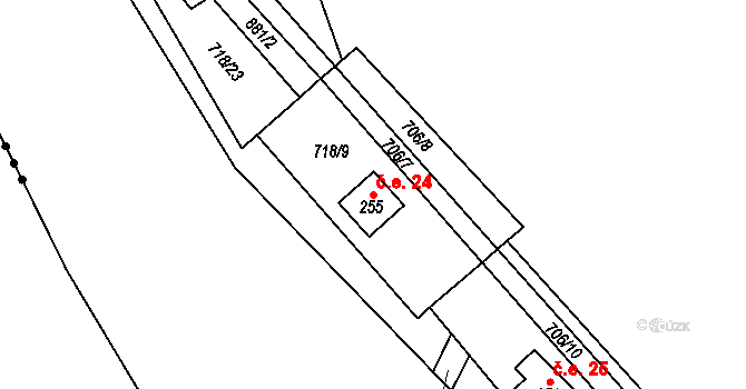 Černýš 24, Perštejn na parcele st. 255 v KÚ Černýš, Katastrální mapa