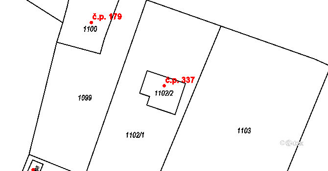 Senec 337, Zruč-Senec na parcele st. 1102/2 v KÚ Senec u Plzně, Katastrální mapa