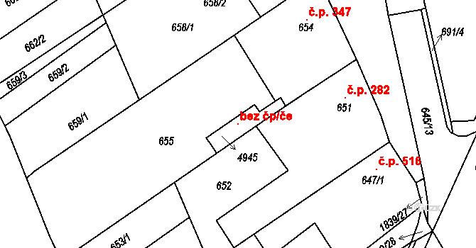 Buchlovice 102736286 na parcele st. 4945 v KÚ Buchlovice, Katastrální mapa