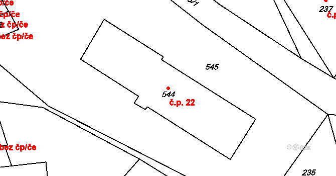 Haratice 22, Plavy na parcele st. 544 v KÚ Haratice, Katastrální mapa
