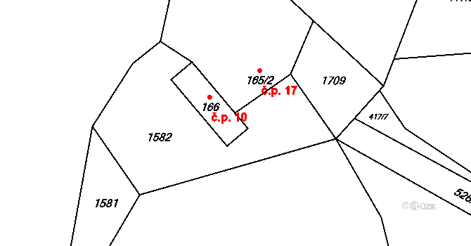 Hasina 10, Rožďalovice na parcele st. 166 v KÚ Hasina, Katastrální mapa