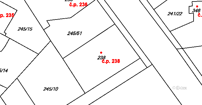Horoměřice 238 na parcele st. 238 v KÚ Horoměřice, Katastrální mapa