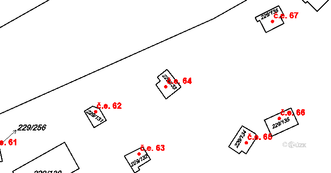 Hostěradice 64, Kamenný Přívoz na parcele st. 229/133 v KÚ Hostěradice, Katastrální mapa