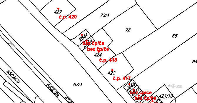 Kraslice 418 na parcele st. 424 v KÚ Kraslice, Katastrální mapa