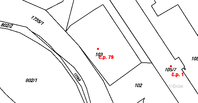 Třanovice 79 na parcele st. 103 v KÚ Třanovice, Katastrální mapa