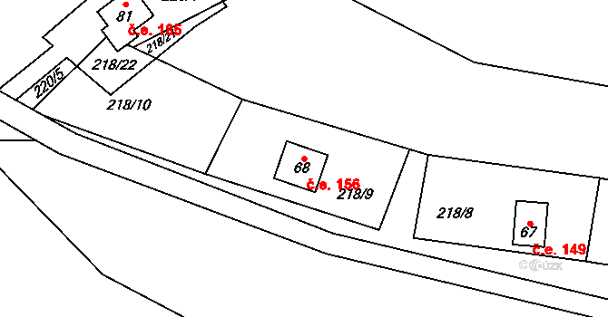 Milíkov 156, Stříbro na parcele st. 68 v KÚ Milíkov u Stříbra, Katastrální mapa