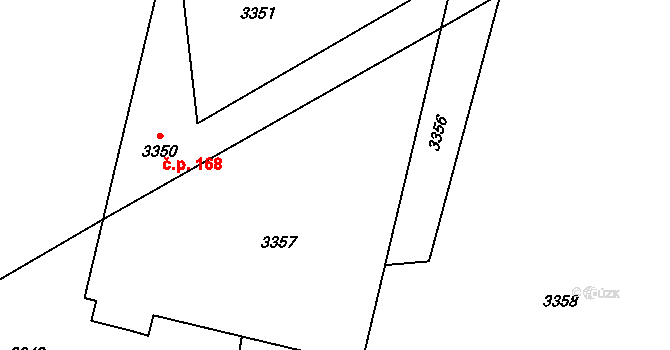 Těšetice 168 na parcele st. 3350 v KÚ Těšetice u Znojma, Katastrální mapa