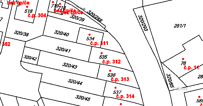 Přední Ptákovice 312, Strakonice na parcele st. 535 v KÚ Přední Ptákovice, Katastrální mapa