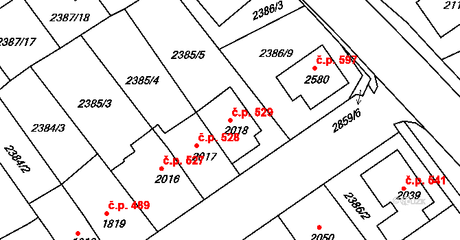Chrudim II 529, Chrudim na parcele st. 2018 v KÚ Chrudim, Katastrální mapa