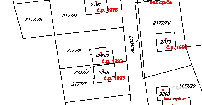 Předměstí 1992, Svitavy na parcele st. 3293/1 v KÚ Svitavy-předměstí, Katastrální mapa