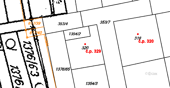 Ostrov u Macochy 329 na parcele st. 320 v KÚ Ostrov u Macochy, Katastrální mapa