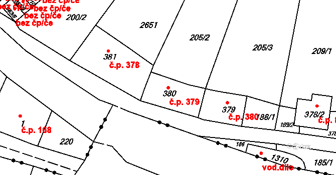 Česká Kamenice 379 na parcele st. 380 v KÚ Česká Kamenice, Katastrální mapa