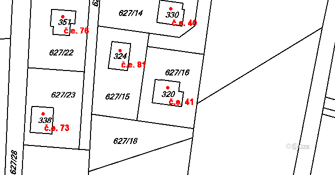 Kamenice 41, Dobšín na parcele st. 320 v KÚ Dobšín, Katastrální mapa