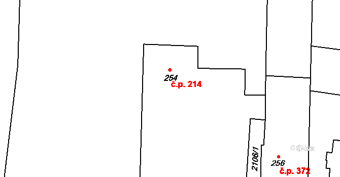 Kelč 214 na parcele st. 254 v KÚ Kelč-Nové Město, Katastrální mapa
